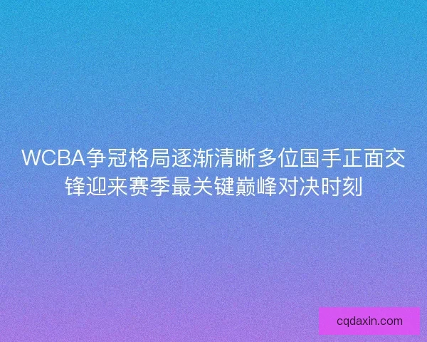 WCBA争冠格局逐渐清晰多位国手正面交锋迎来赛季最关键巅峰对决时刻